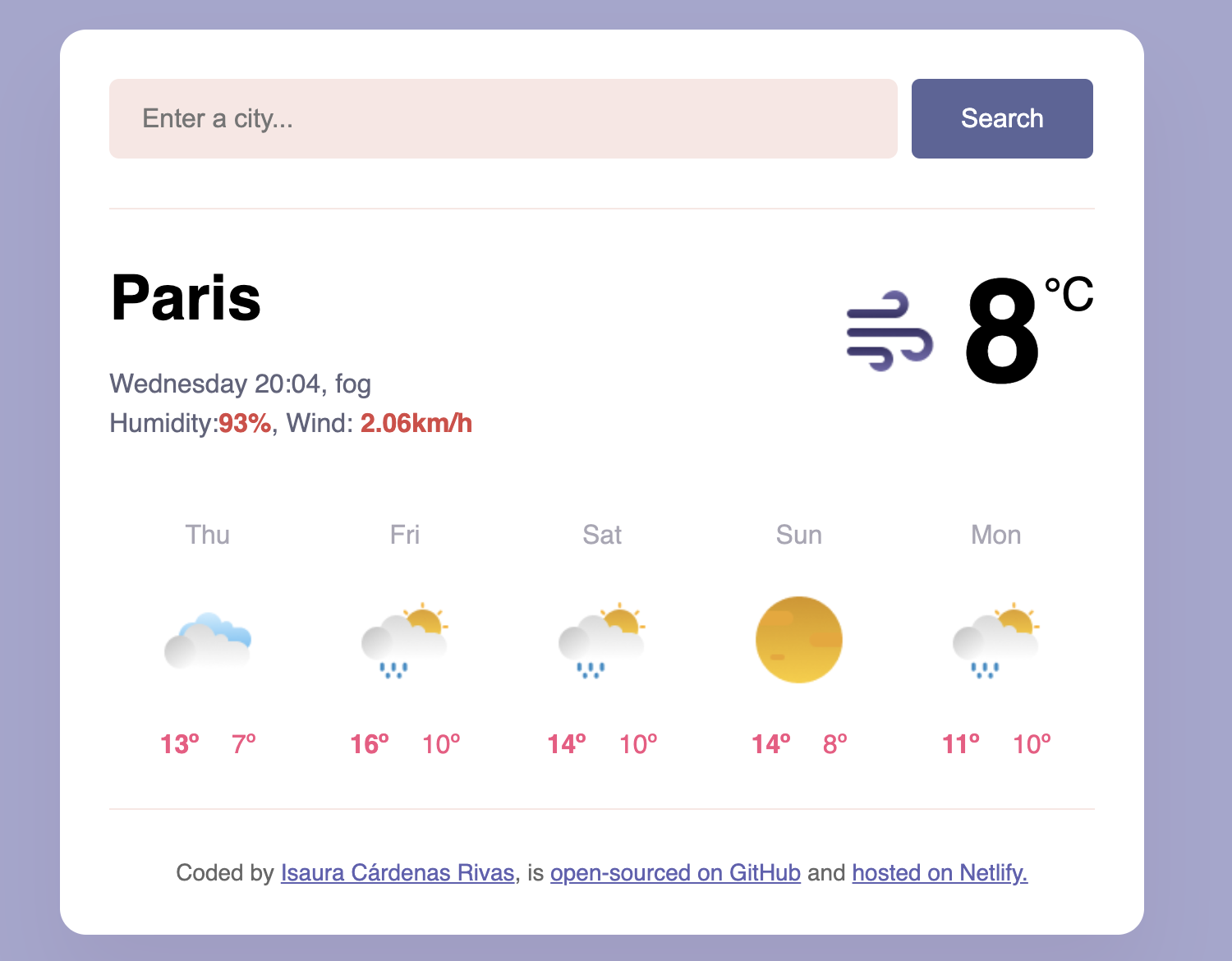 Weather App screenshot